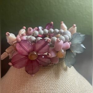 NWOT Pink, Gray, And Cream Beaded Bracelet